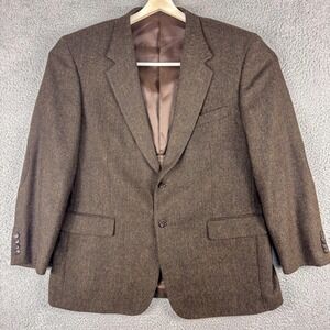 LaCrosse Highland Shetlands Blazer Mens 46R‎ Brown Wool Elbow Patch Jacket